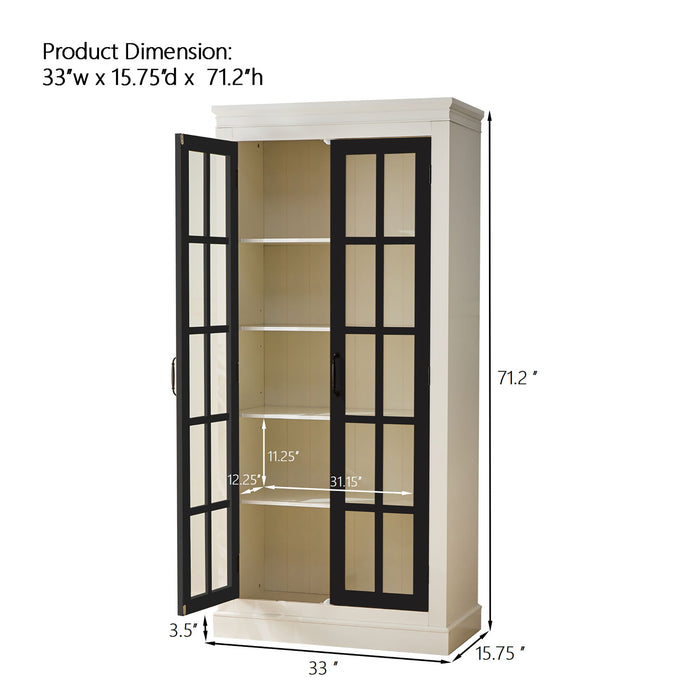 Rustic Style Display Cabinet With Glass Doors For Collectibles