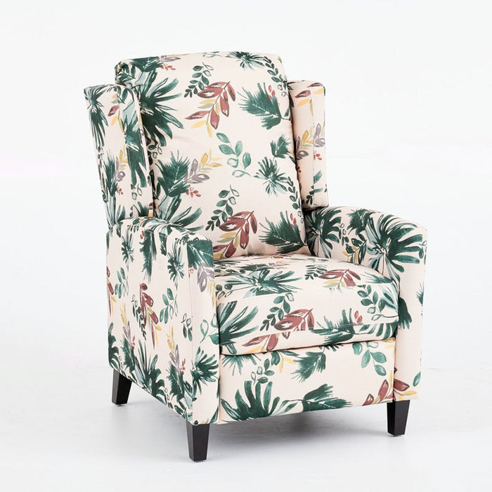 Wingback Recliner Chair With Padded Arms - Green