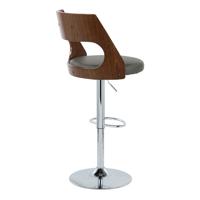 Cecina - Mid-Century Modern Adjustable Height Barstool Wth Swivel And Oval Footrest (Set of 2)