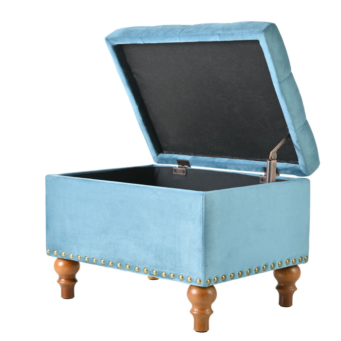 Upholstered Ottoman With Storage And Rivet Trim