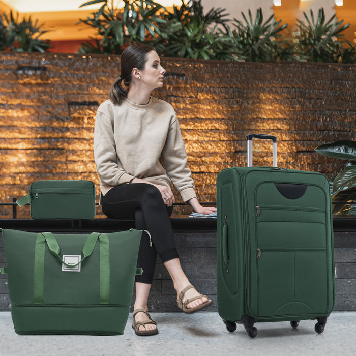 Softside Luggage Expandable Set With Duffel Bag Upright Spinner