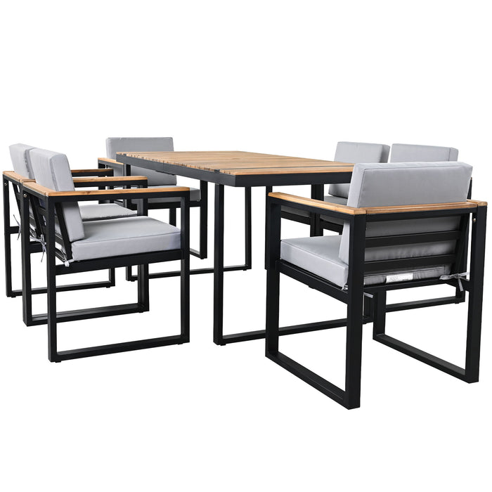 7 Pieces Outdoor Dining Set Patio Dining Table And Chair Set With And Removable Cushions For Patio
