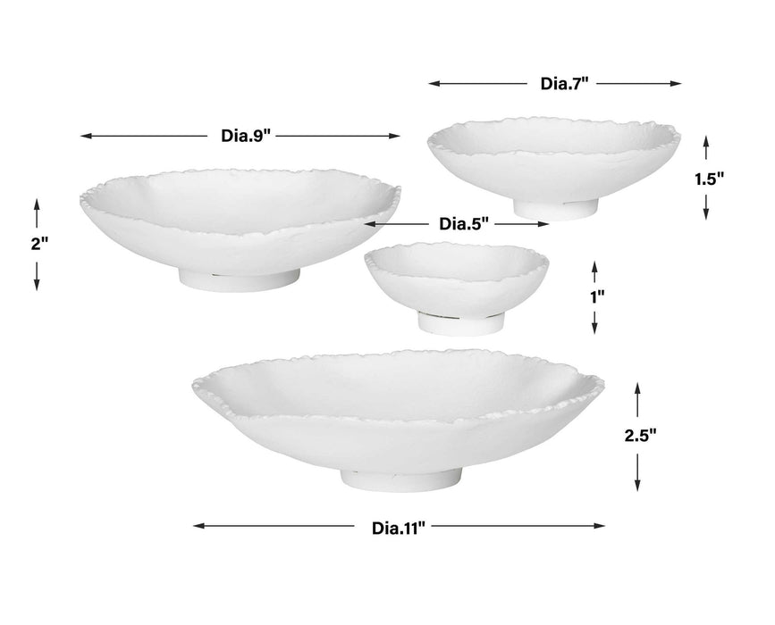 Lucky Coins - Metal Wall Bowls (Set of 4) - White