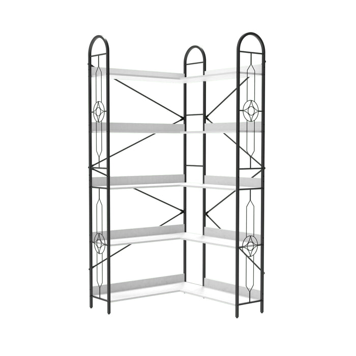 Industrial Style Corner Bookshelf With Thickened Iron Frame