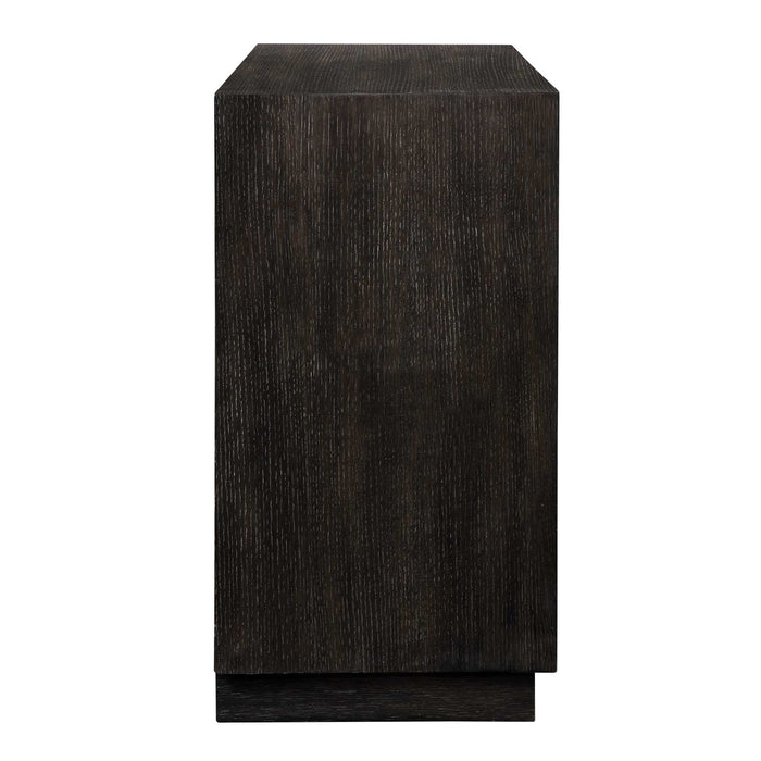 Faulkner - 3 Drawer Modern Chest - Black / Brass