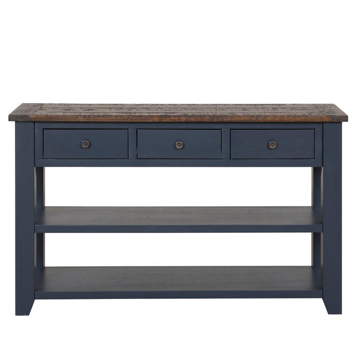 49'' Rectangular Solid 3 Drawer 2 Shelf Console Table - Blue