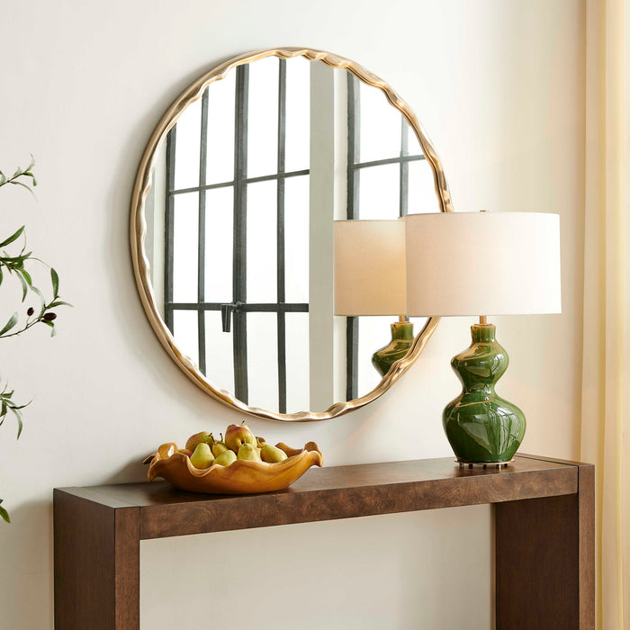 Crinkle - Round Mirror - Brass