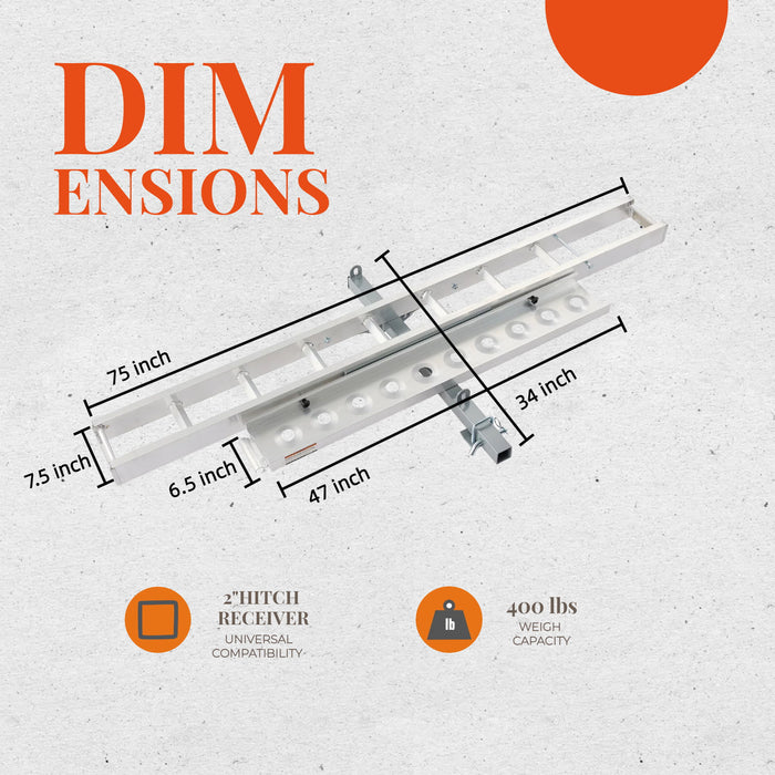 Motorcycle Hitch Mount Carrier With Ramp, Rust-Resistant - Silver