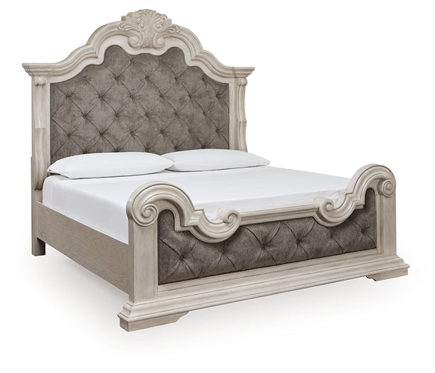 Bruchandi California King Upholstered Panel Bed with Mirrored Dresser