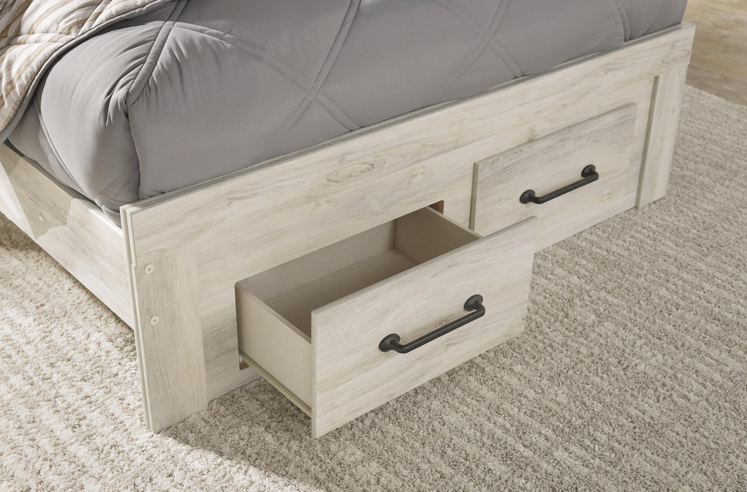 Cambeck Full Panel Bed with 4 Storage Drawers with Mirrored Dresser, Chest and Nightstand