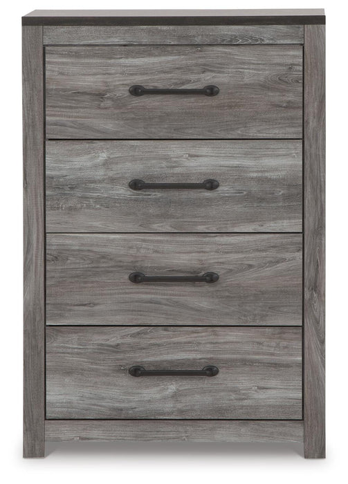 Bronyan Queen Panel Bed with Mirrored Dresser, Chest and Nightstand