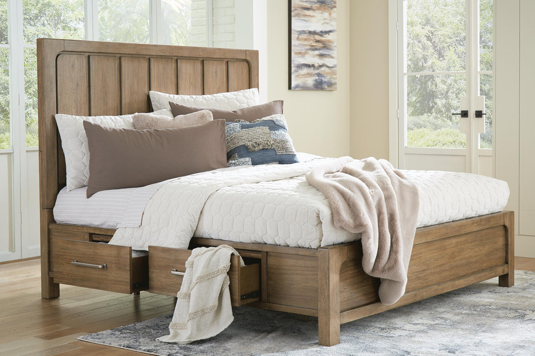 Cabalynn King Panel Bed with Storage with Mirrored Dresser, Chest and Nightstand