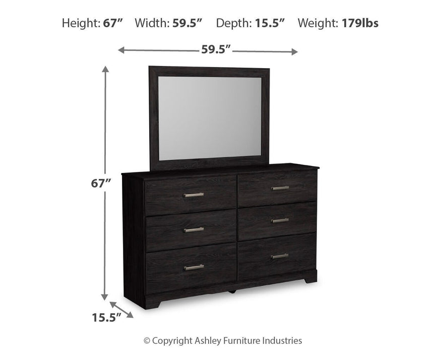 Belachime Twin Panel Bed with Mirrored Dresser