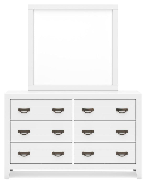 Binterglen California King Panel Bed with Mirrored Dresser