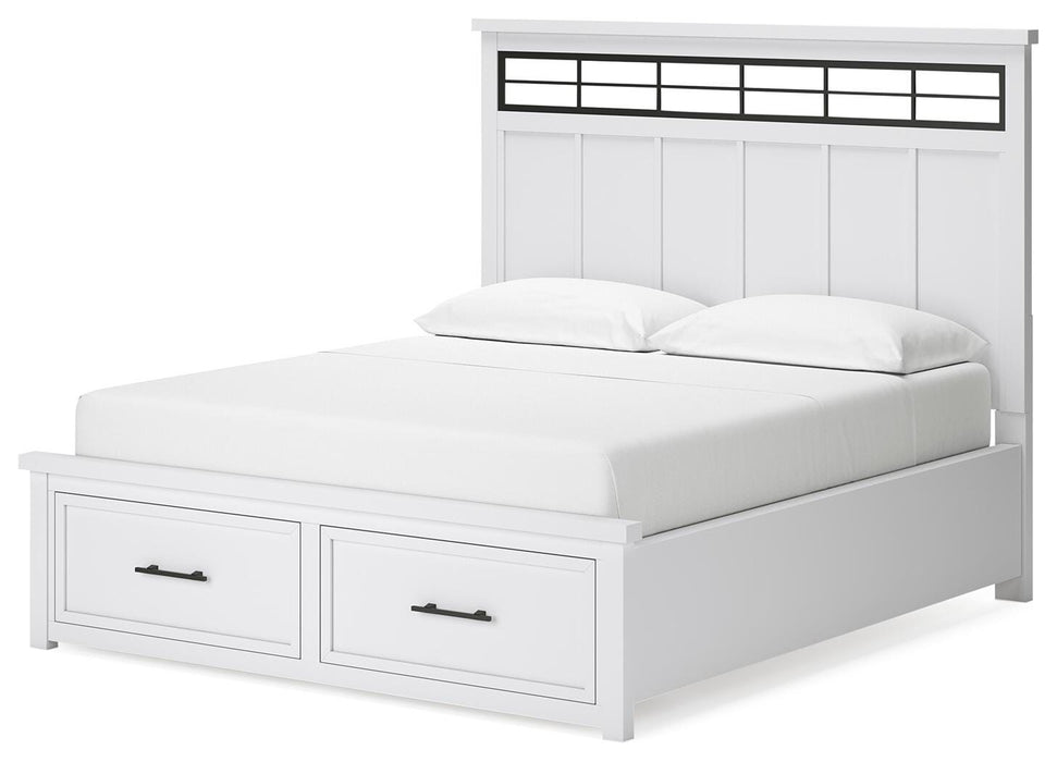 Ashbryn California King Panel Storage Bed, Dresser, Mirror and Nightstand