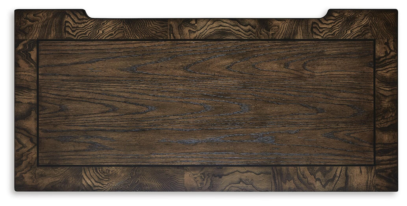 Maylee King Upholstered Bed, Dresser, Mirror, Chest and Nightstand