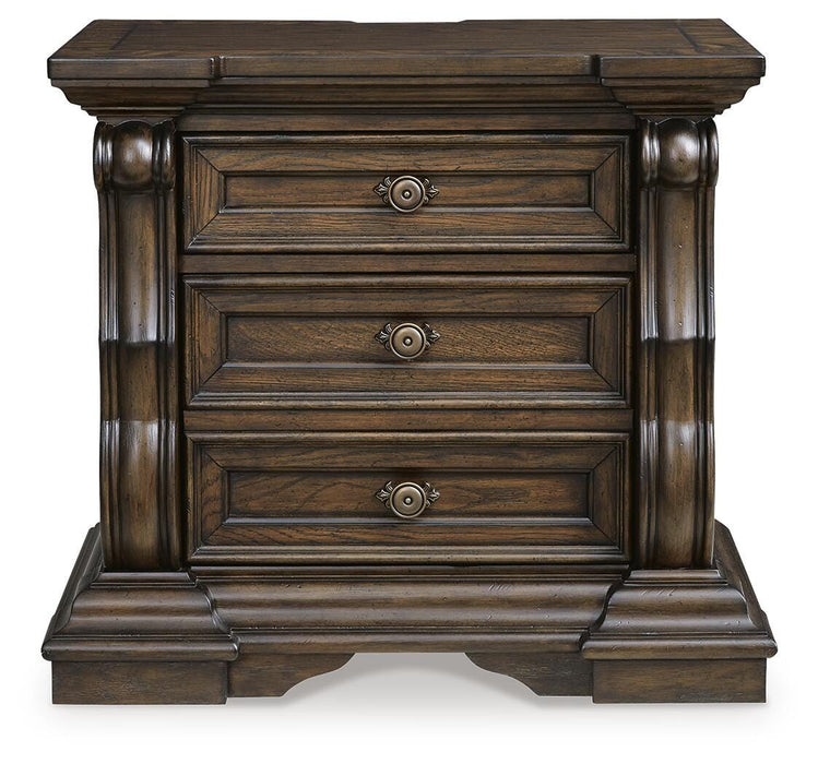 Maylee California King Upholstered Bed, Dresser, Mirror, Chest and Nightstand