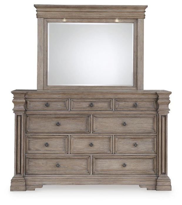 Blairhurst California King Panel Bed, Dresser, Mirror, Chest and Nightstand