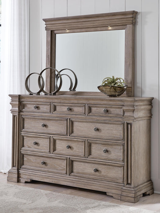 Blairhurst California King Panel Bed, Dresser, Mirror, Chest and Nightstand