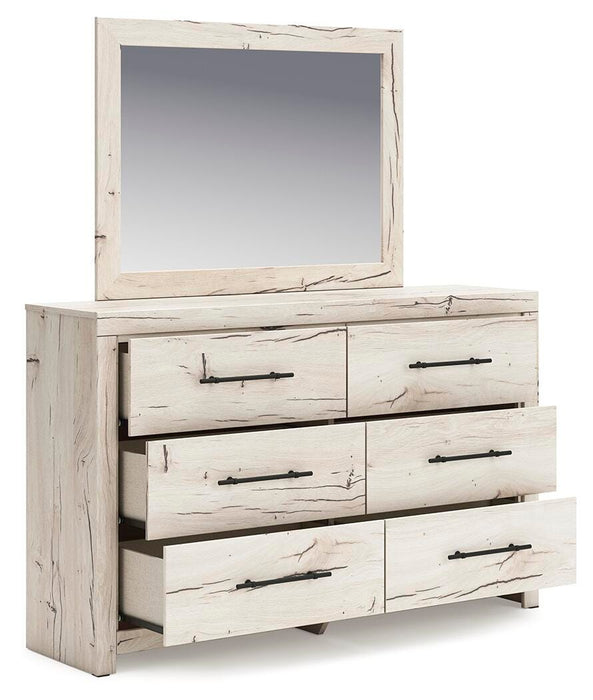 Lawroy Twin Panel Bed with Storage, Dresser, Mirror, Chest and Nightstand