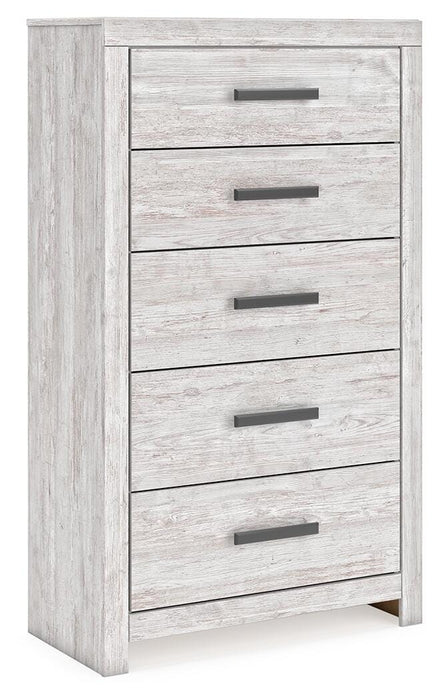 Cayboni King Panel Bed, Dresser, Mirror, Chest and Nightstand