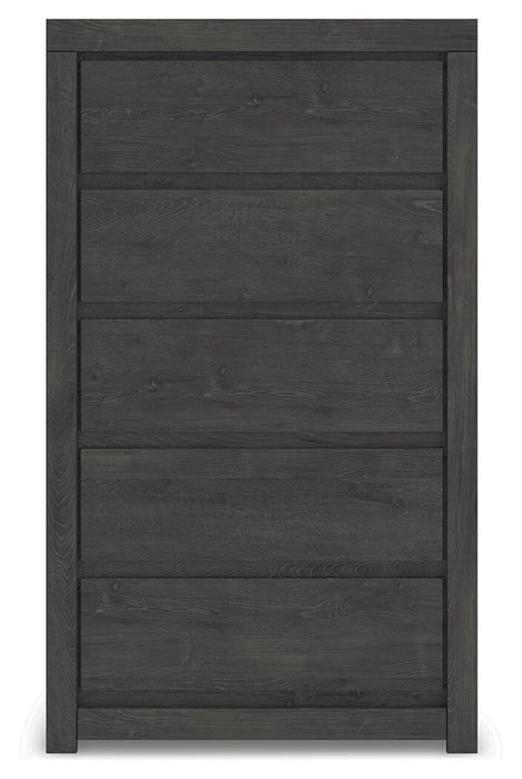 Fraluna King Panel Storage Bed, Dresser, Mirror, Chest and Nightstand