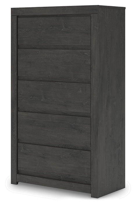 Fraluna King Panel Storage Bed, Dresser, Mirror, Chest and Nightstand