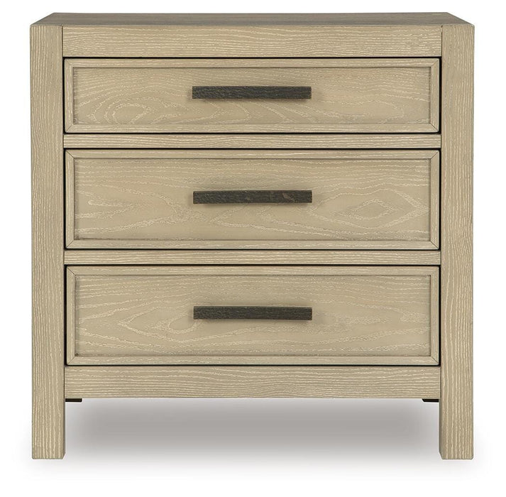 Calmoro Queen Bookcase Bed with Mirrored Dresser and Nightstand