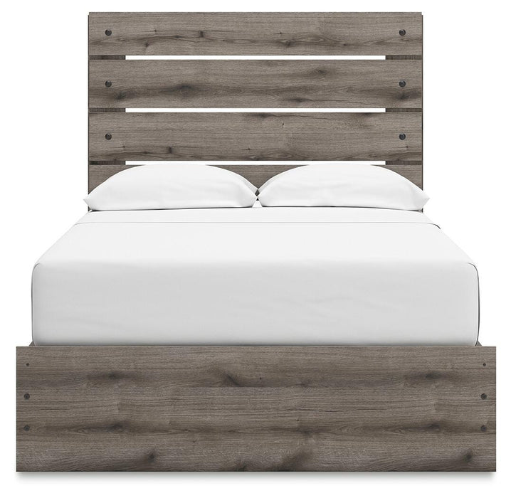 Graystorm Full Panel Bed with Storage, Dresser and Mirror