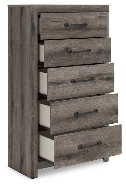 Graystorm Twin Panel Storage Bed, Dresser, Mirror, Chest and Nightstand