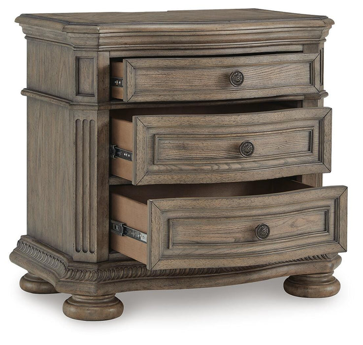 Ardenfield King Upholstered Sleigh Bed, Dresser, Mirror and Nightstand
