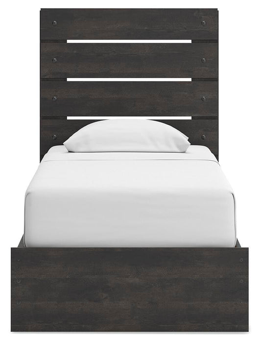 Hollivern Twin Panel Bed with Storage, Dresser, Mirror and Nightstand