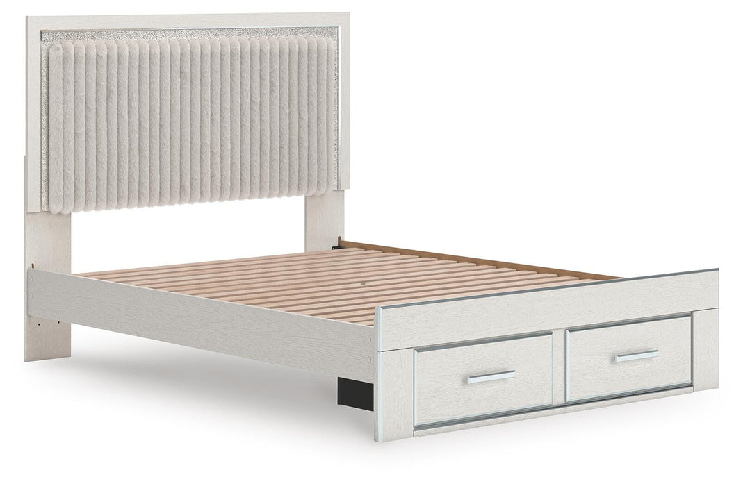 Zuraleus Queen Upholstered Panel Platform Storage Bed, Dresser, Mirror, Chest and Nightstand