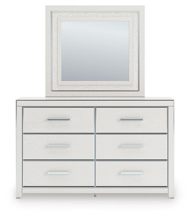 Zuraleus Queen Upholstered Panel Platform Storage Bed, Dresser and Mirror