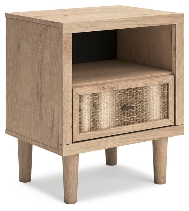 Cielden Queen Upholstered Bed with Roll Slats, Dresser, Mirror and Nightstand