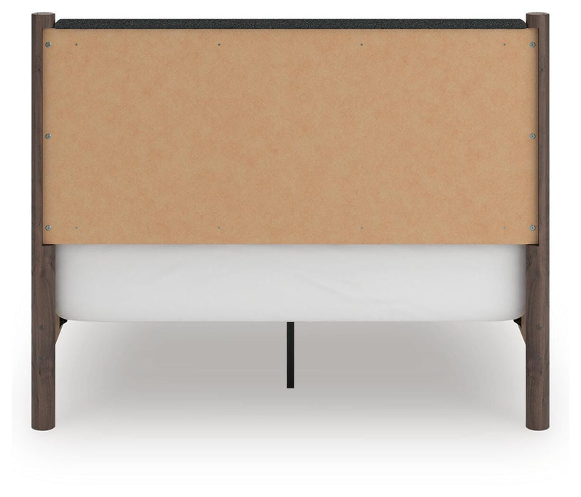 Pamytta Queen Upholstered Panel Bed, Dresser, Mirror and Nightstand