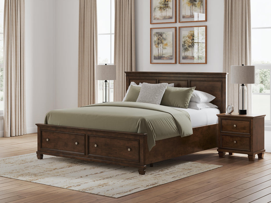 Danabrin California King Panel Storage Bed, Dresser, Mirror and Nightstand