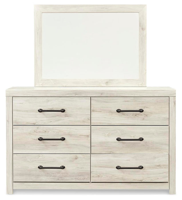 Cambeck Full Panel Bed with 4 Storage Drawers with Mirrored Dresser, Chest and Nightstand
