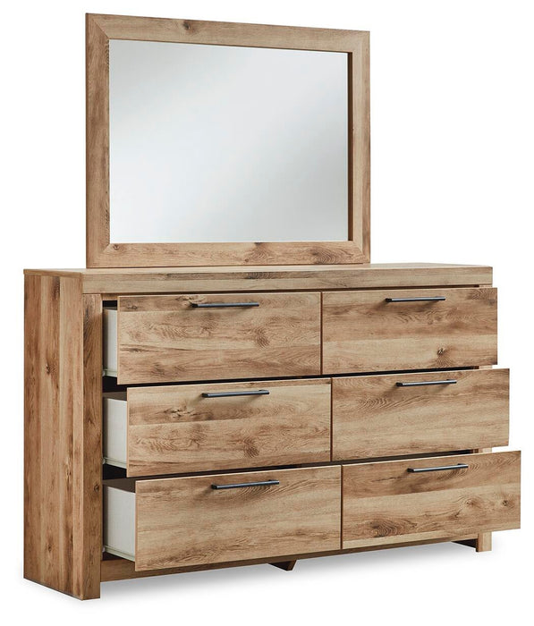 Hyanna Queen Panel Storage Bed with 2 Under Bed Storage Drawer, Dresser, Mirror and Nightstand
