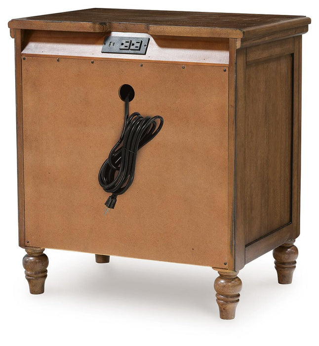 Sturlayne King Upholstered Panel Bed, Dresser, Mirror, Chest and Nightstand