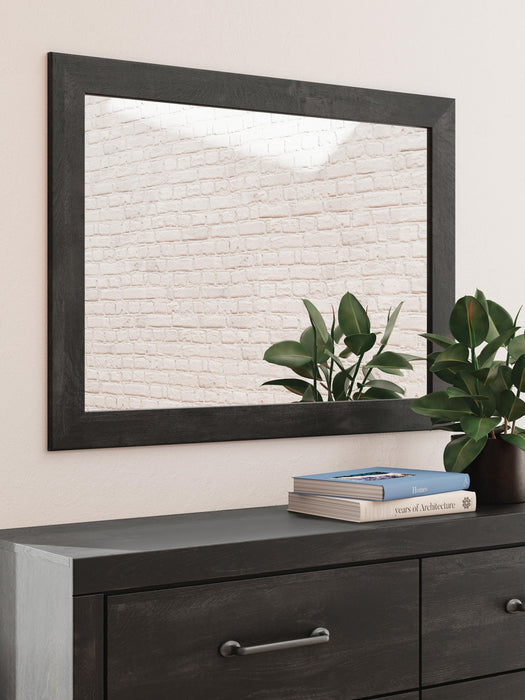 Delmorta Full Panel Bed with Storage, Dresser, Mirror and Nightstand
