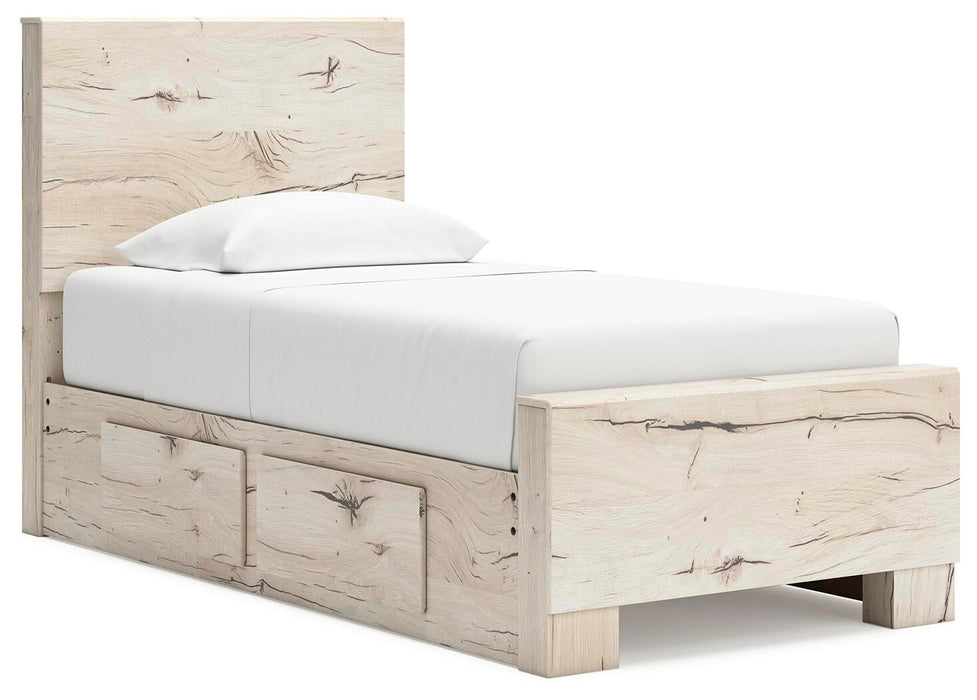 Lawroy Twin Panel Bed with Storage, Dresser and Mirror