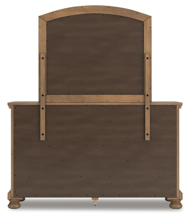 Vandenmore King Panel Bed with Mirrored Dresser, Chest and Nightstand
