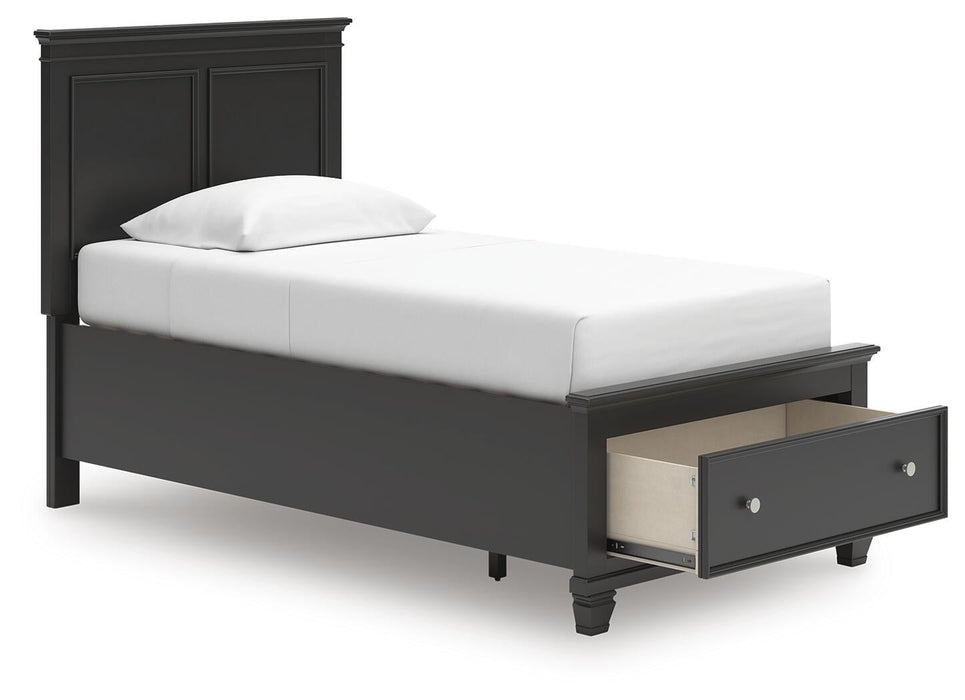 Lanolee Twin Panel Storage Bed, Dresser, Mirror and Nightstand