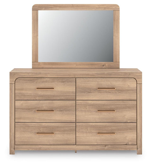 Hollymount Queen Upholstered Panel Bed, Dresser, Mirror and Nightstand