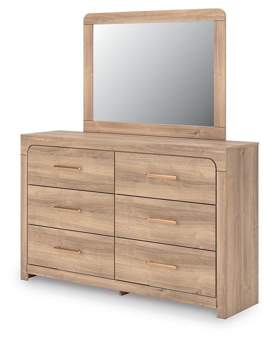Hollymount Queen Upholstered Panel Bed, Dresser, Mirror and Nightstand