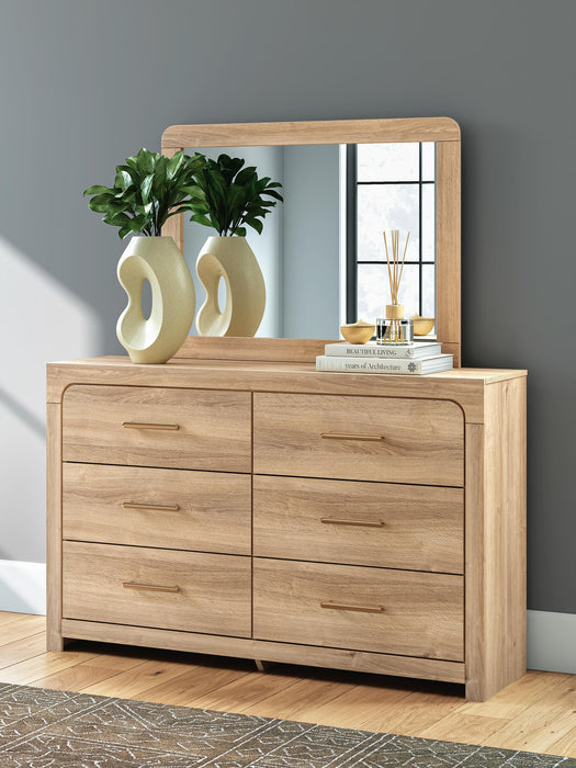 Hollymount Queen Upholstered Panel Bed, Dresser, Mirror and Nightstand