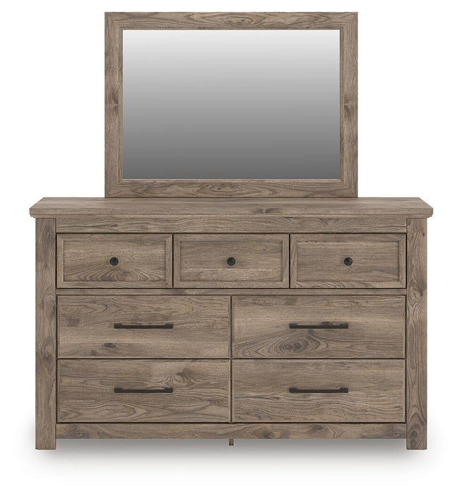 Keithland King Panel Bed with Mirrored Dresser and Nightstand