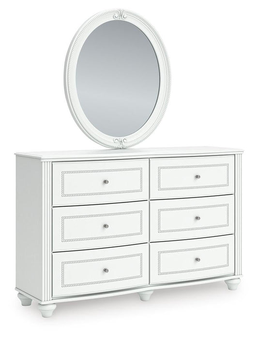 Maylilly Twin Upholstered Panel Storage Bed, Dresser and Mirror