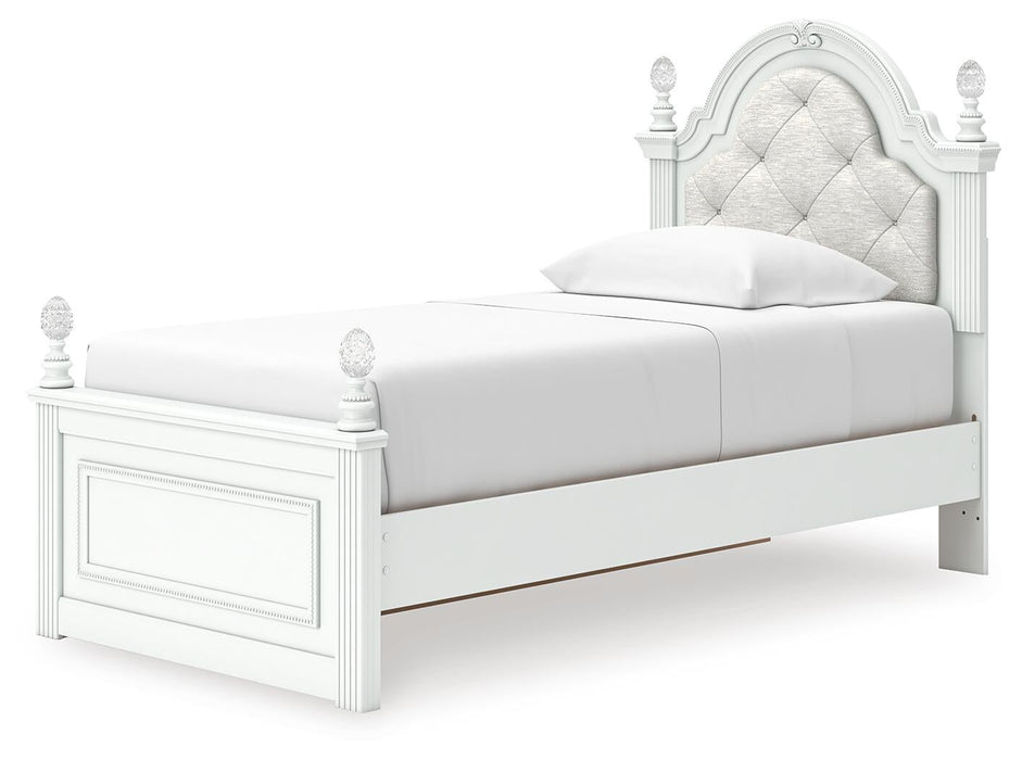 Maylilly Twin Upholstered Panel Storage Bed, Dresser and Mirror